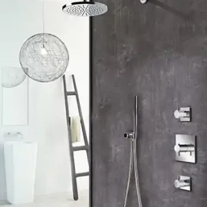 Hotbath IBS 2 Get Together inbouw doucheset Laddy vierkant - geborsteld nikkel - met staafhanddouche - 20cm hoofddouche - met wandarm - zonder glijstang Premium